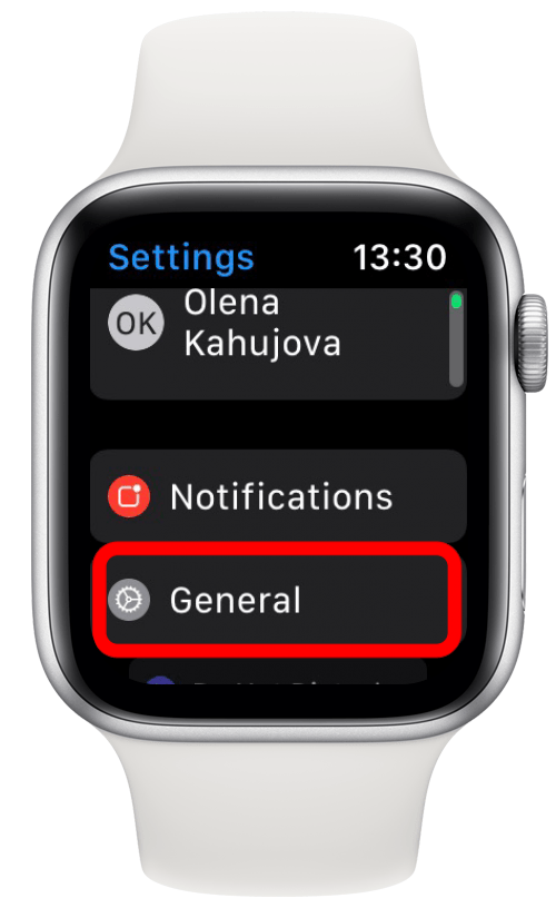 Tippen Sie auf Ihrer Apple Watch auf Allgemein