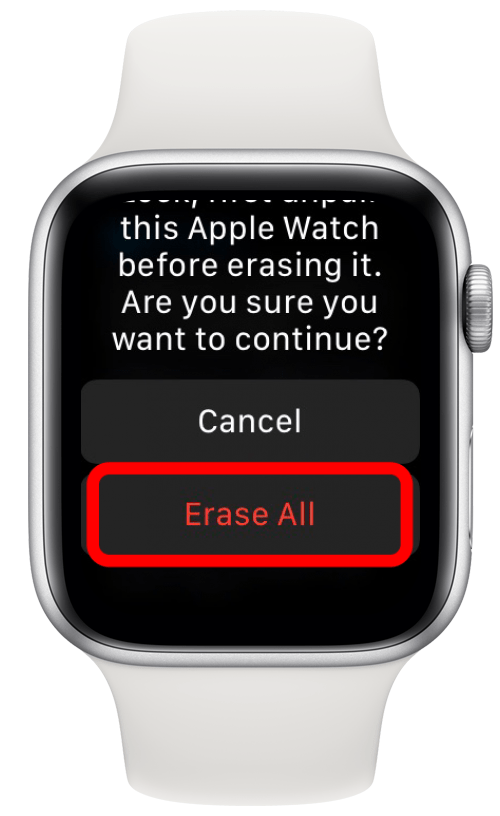 Bestätigen Sie, dass Sie alle auf der Apple Watch löschen möchten