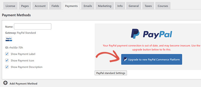 Upgrade auf PayPal Commerce