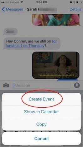 So fügen Sie der Kalender-App aus einer Textnachricht ein Ereignis hinzu
