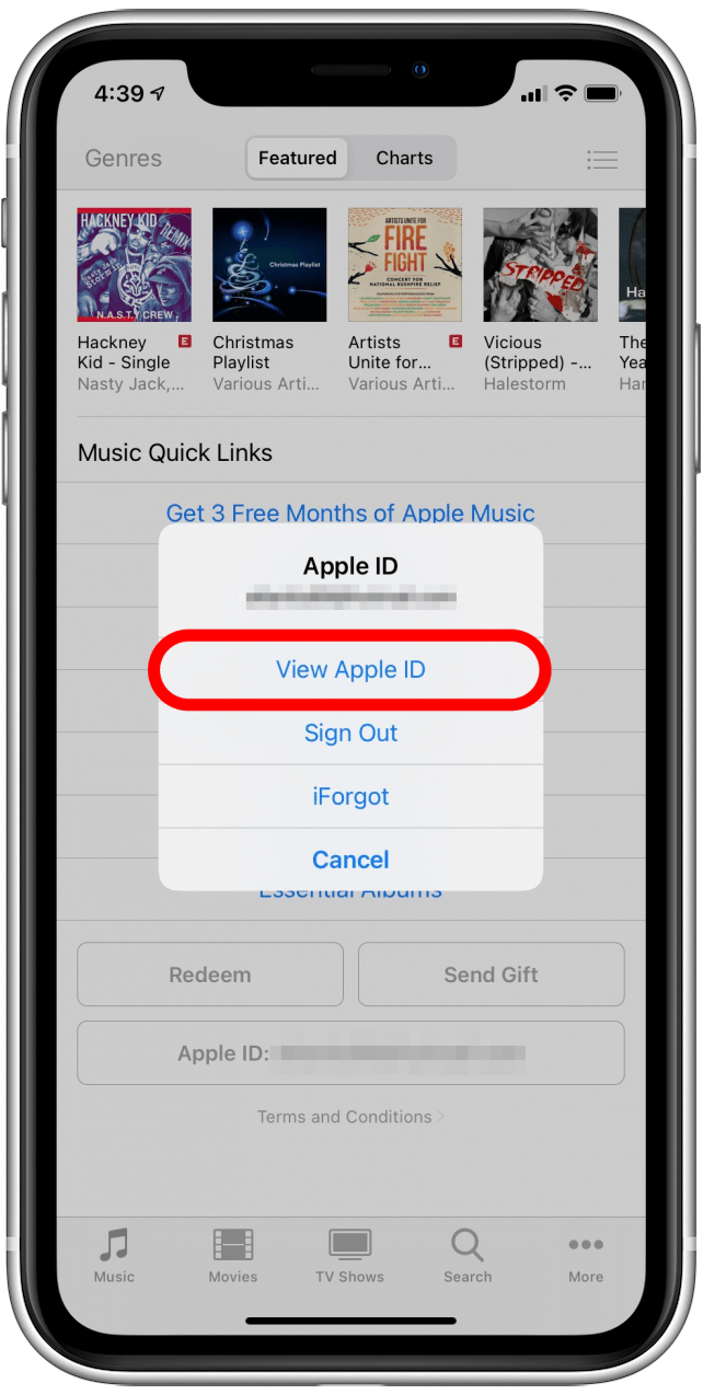 Tippen Sie auf Apple-ID anzeigen