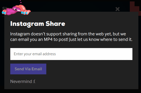 Instagram Share-Option, um die MP4-Version von GIF per E-Mail zu senden