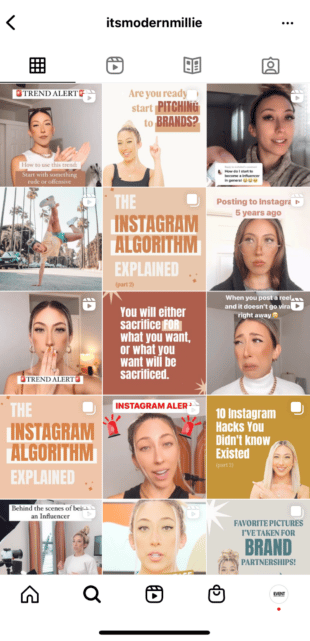 Modernmillie Instagram-Feed mit benutzerdefinierten Instagram-Rollenabdeckungen