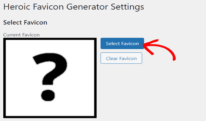 Klicken Sie auf die Schaltfläche Favicon auswählen