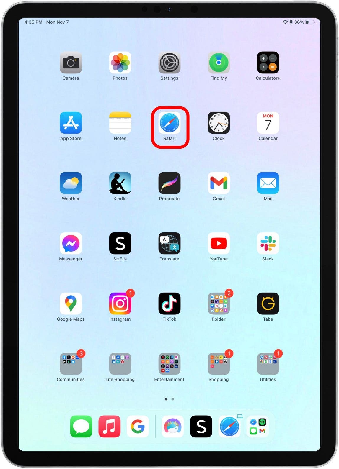 Um ein weiteres Fenster zu Ihren geöffneten Apps hinzuzufügen, öffnen Sie eine beliebige App auf Ihrem iPad.