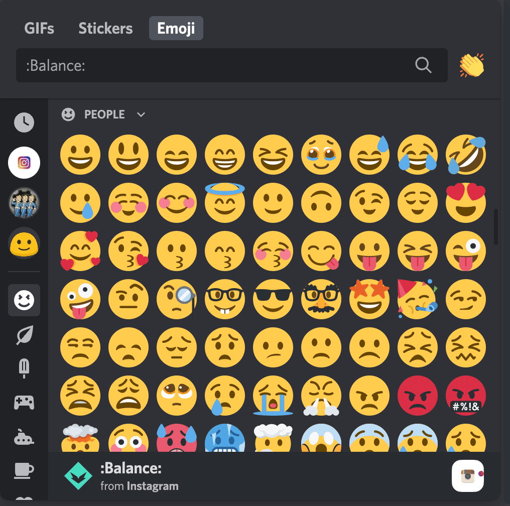 Discord-Emoji-Optionen mit verschiedenen Gesichtsausdrücken