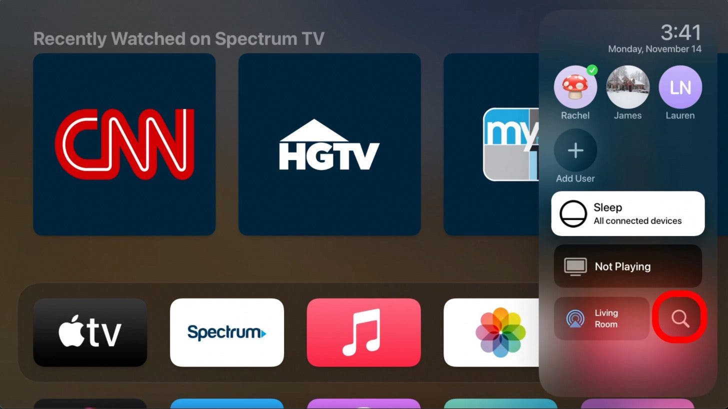 Und schließlich können Sie mit der Suchschaltfläche alle Apps auf Ihrem Apple TV durchsuchen.