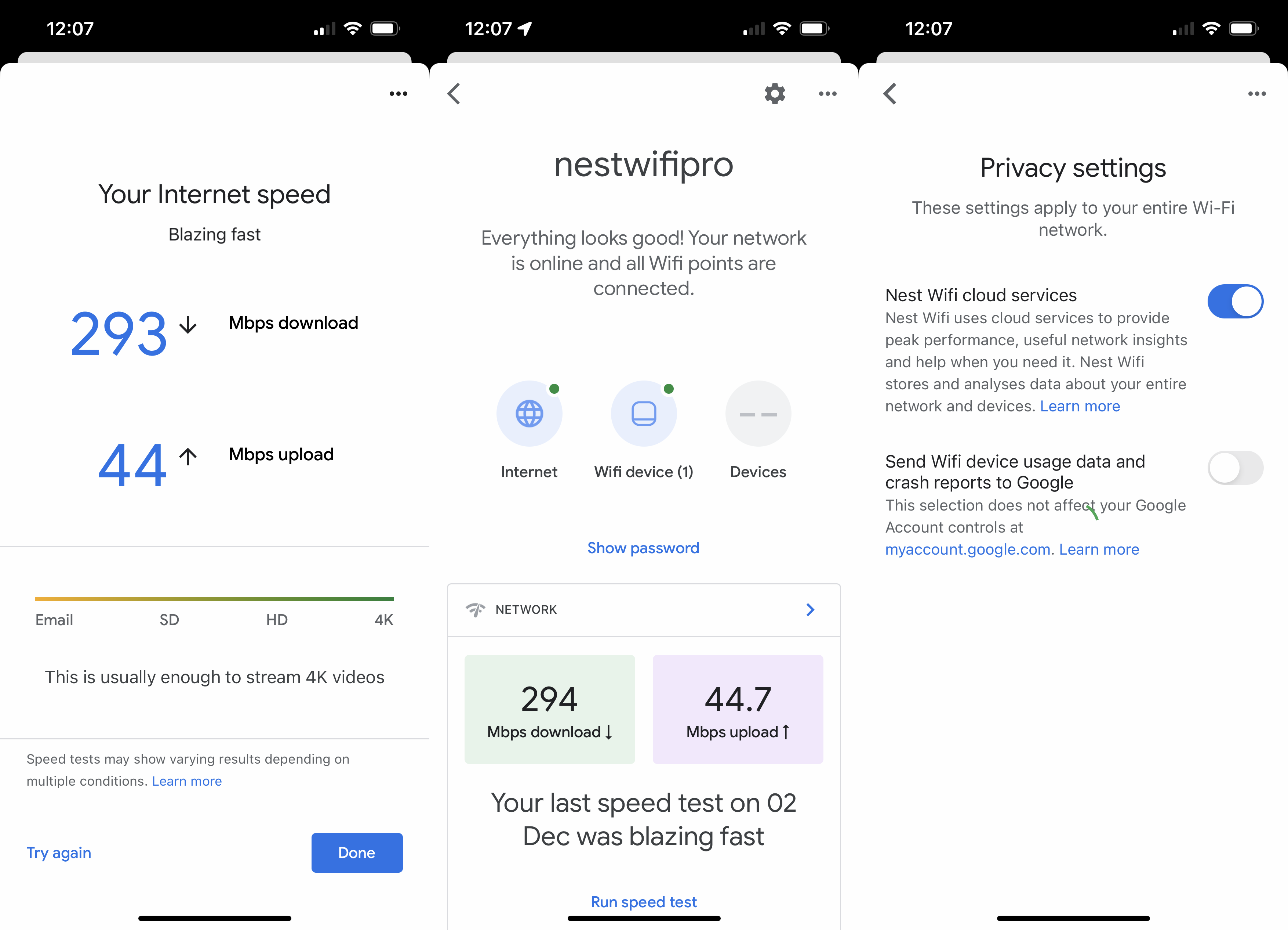 Haupt-App von Google Nest Wifi Pro