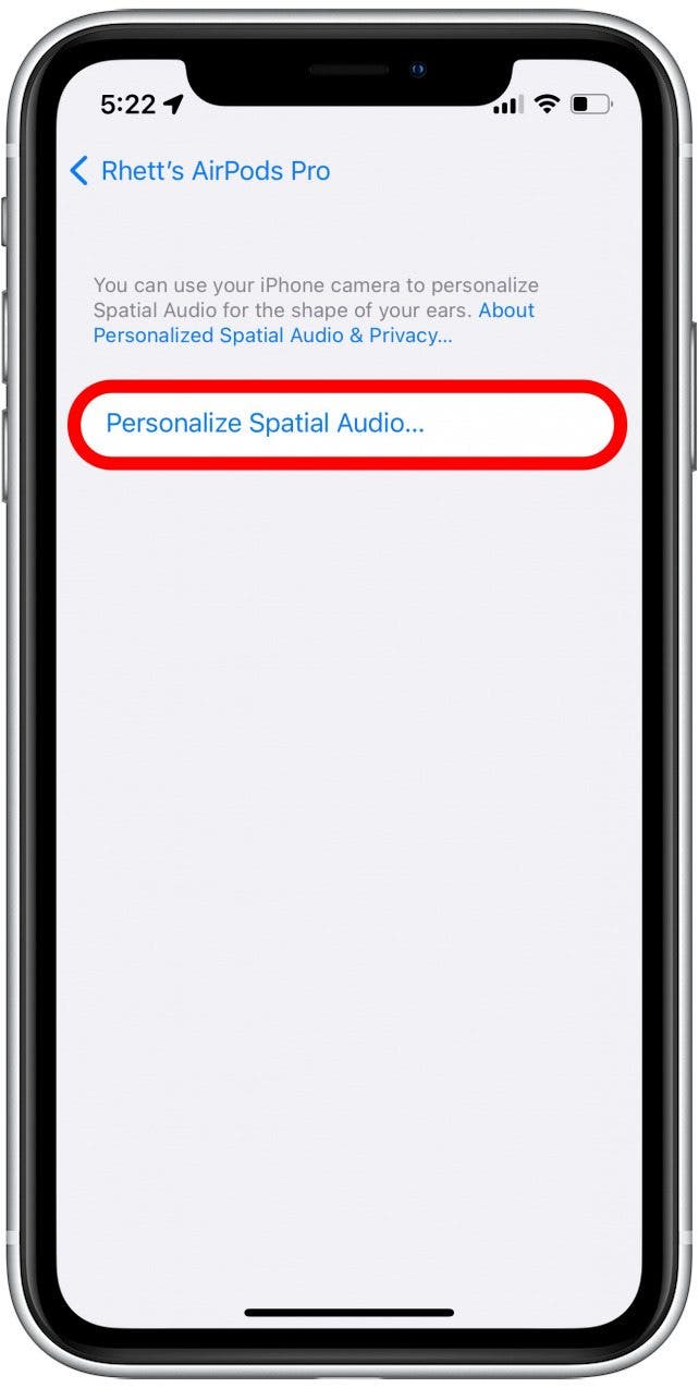 Tippen Sie auf Räumliches Audio personalisieren.