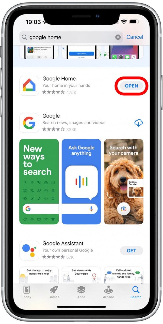 Laden Sie Google Home aus dem App Store herunter und öffnen Sie es - iPhone auf Fernseher spiegeln