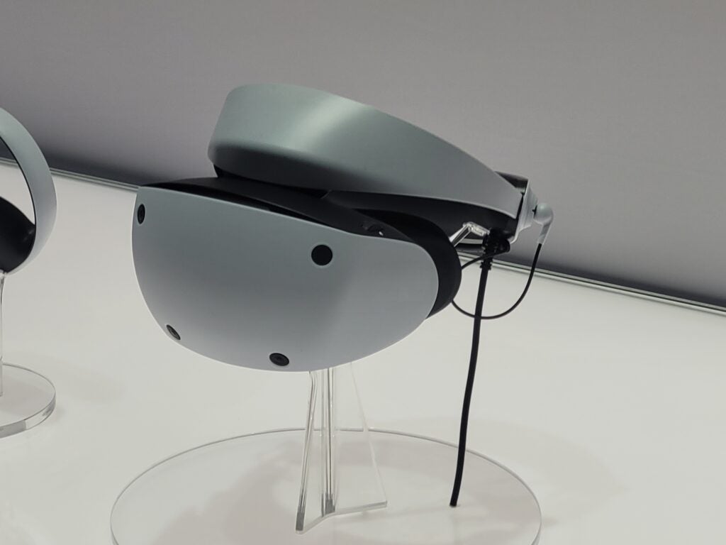 Die PlayStation VR 2 auf ihrem Stand auf der CES 2023