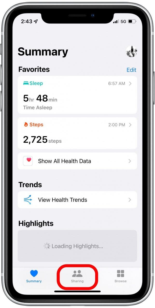 Gesundheits-App, die das iPhone teilt