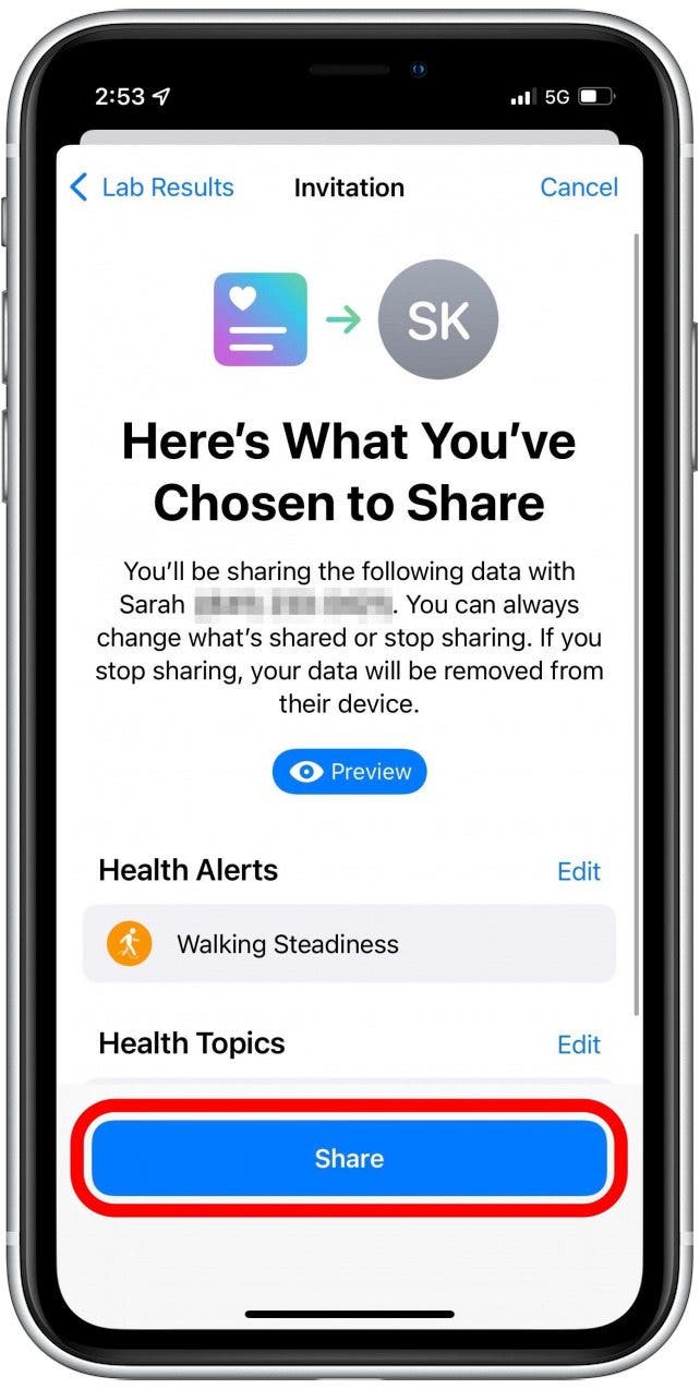 Gesundheits-App mit jemandem teilen