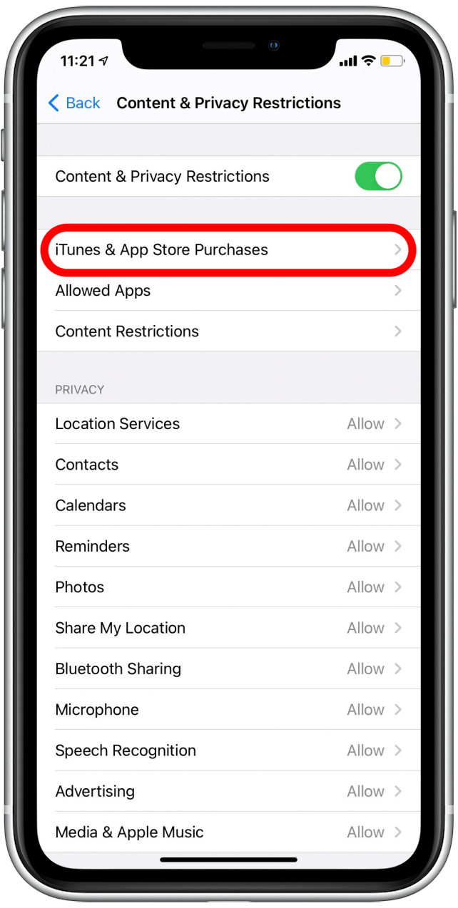 Tippen Sie auf iTunes & App Store-Käufe