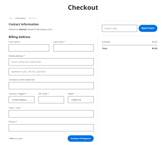Shopify-ähnliches Checkout-Layout in Botiga