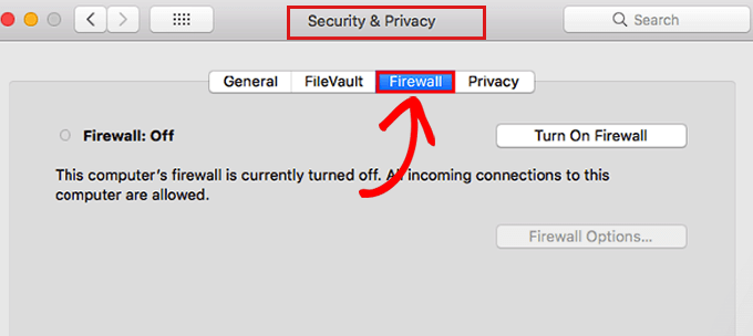 Deaktivieren Sie die Firewall auf dem Mac