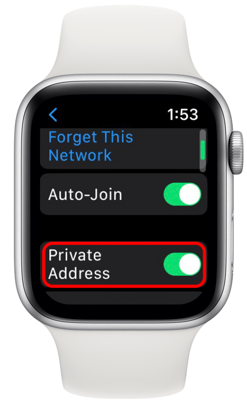 Schalten Sie die Privatadresse auf der Apple Watch ein oder aus