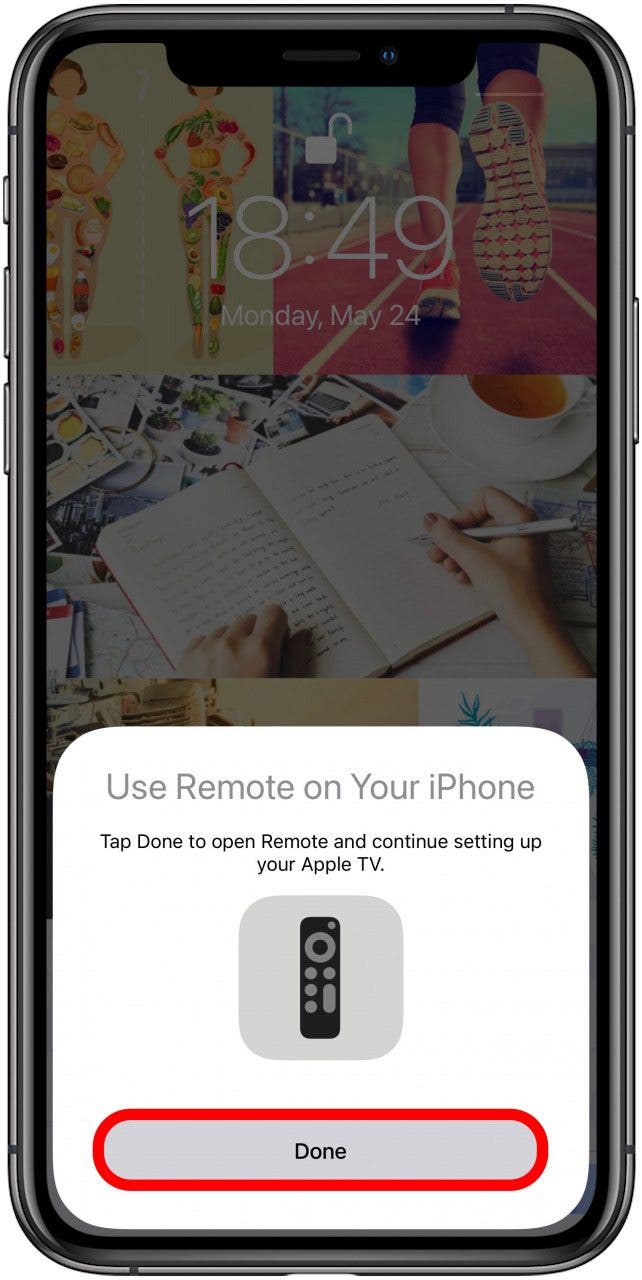 Tippen Sie auf Fertig, um Remote auf Ihrem iPhone zu verwenden.