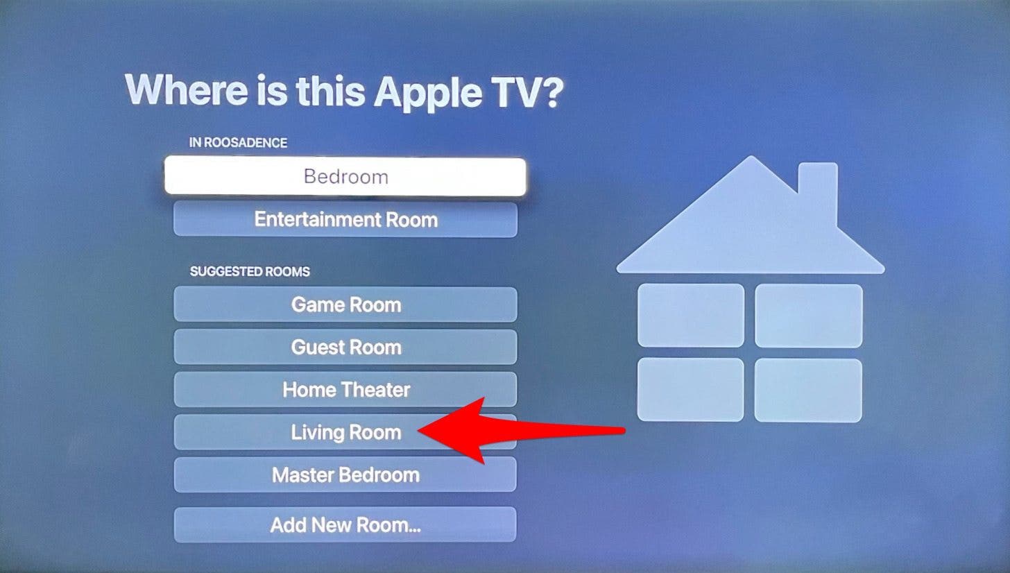 Wählen Sie den Raum aus, in dem sich Ihr Fernseher befindet.