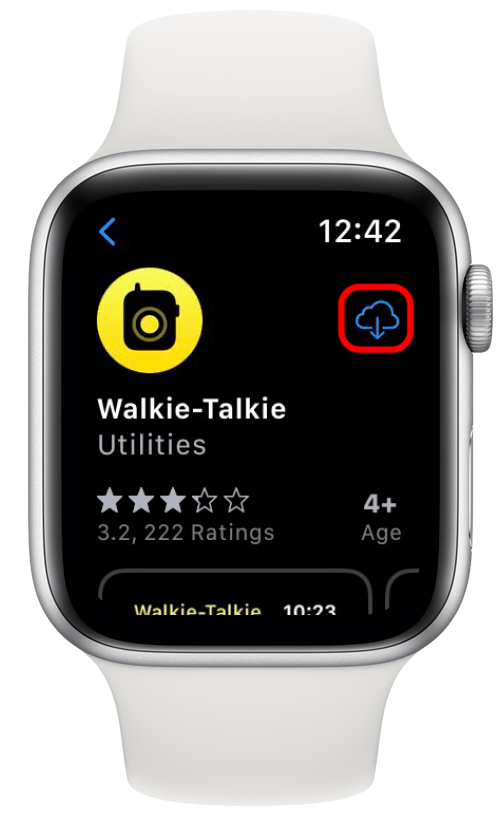 Tippen Sie auf das Wolkensymbol neben der Walkie-Talkie-App, um sie neu zu installieren.