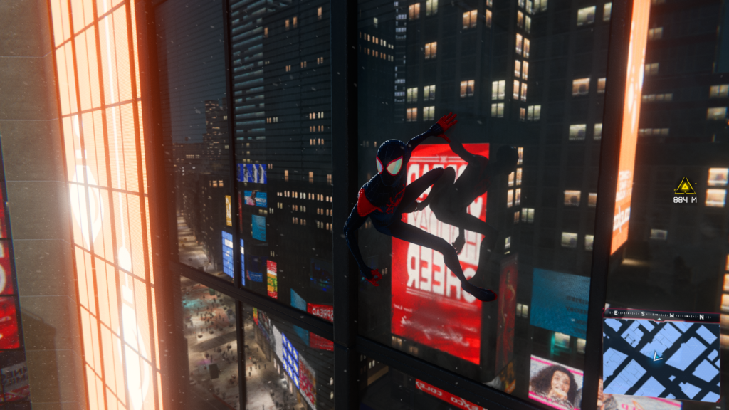 Ein animiertes Bild einer Szene aus einem Spider-Man-Spiel