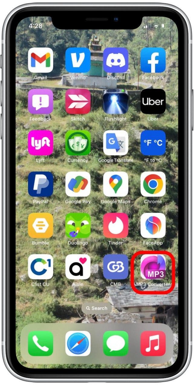 Tippen Sie auf dem Startbildschirm auf , um die App MP3 Converter zu öffnen.