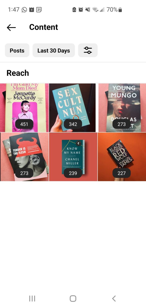 Instagram-Inhaltsfotos von Büchern mit Eindrücken