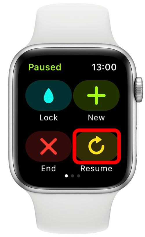Tippen Sie auf Fortsetzen, um Ihr Training auf der Apple Watch weiter zu verfolgen
