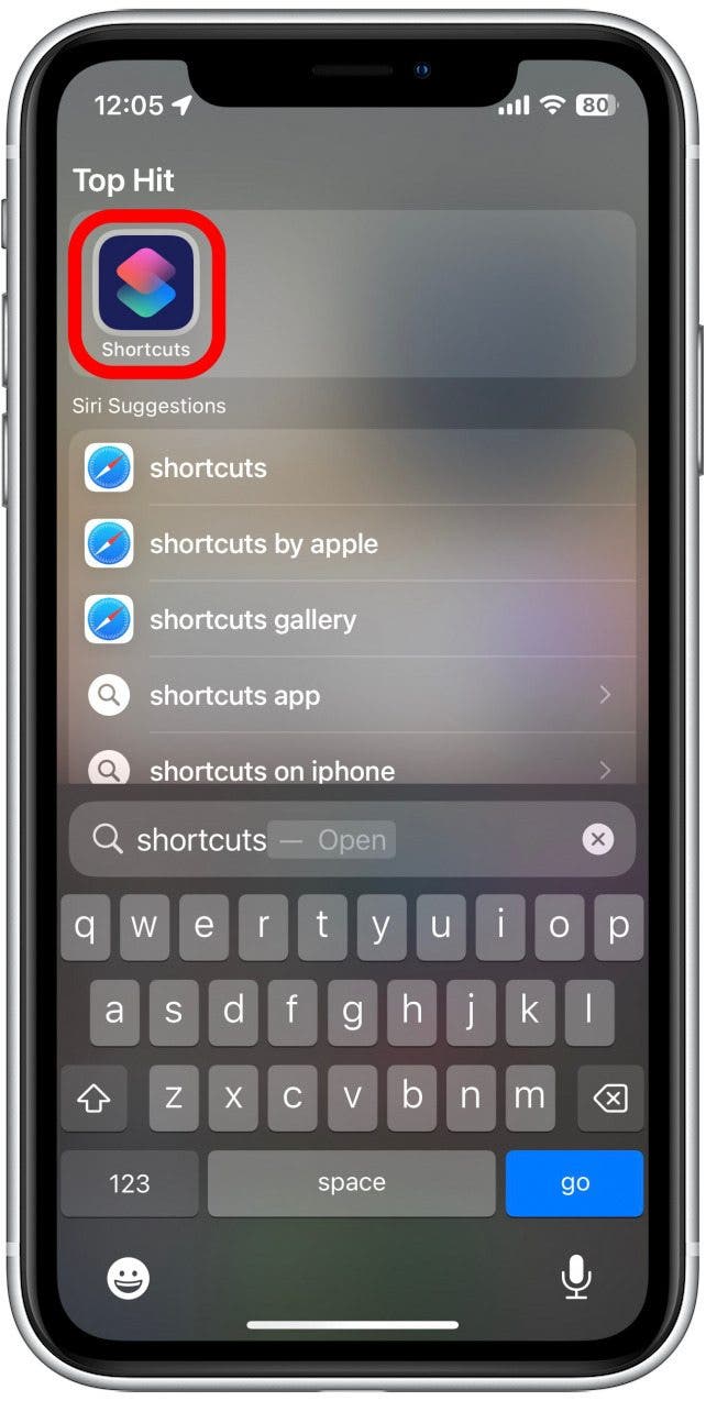 Öffnen Sie die Shortcuts-App.