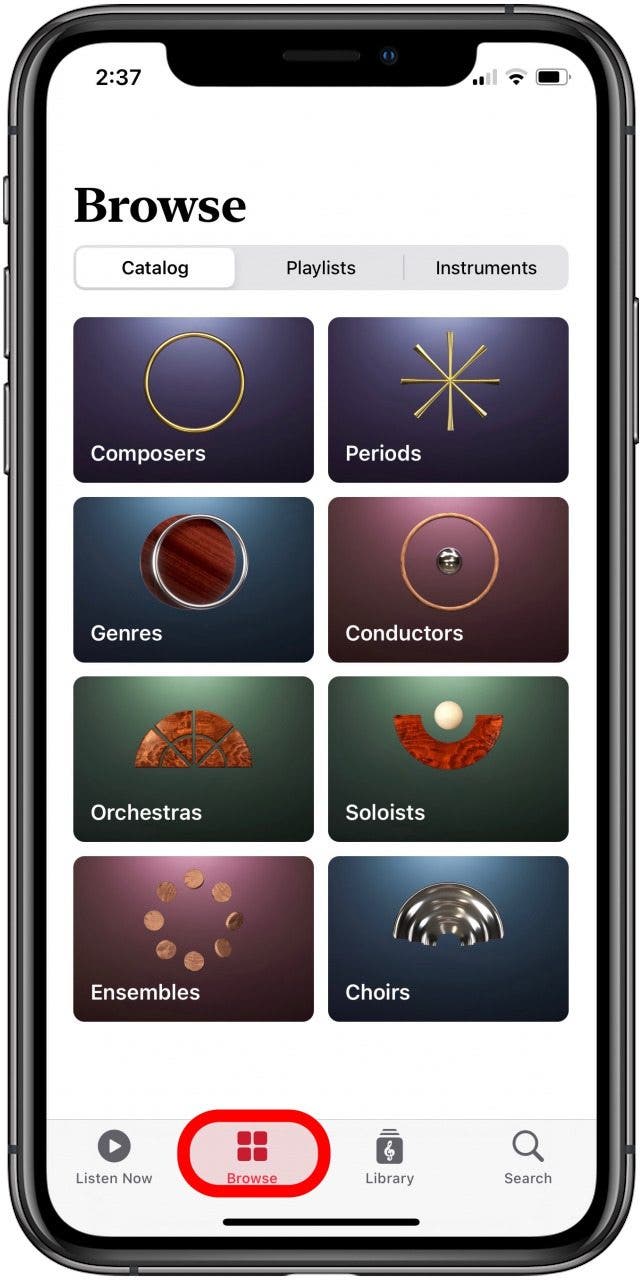 Apple Music Classic App Durchsuchen-Tab