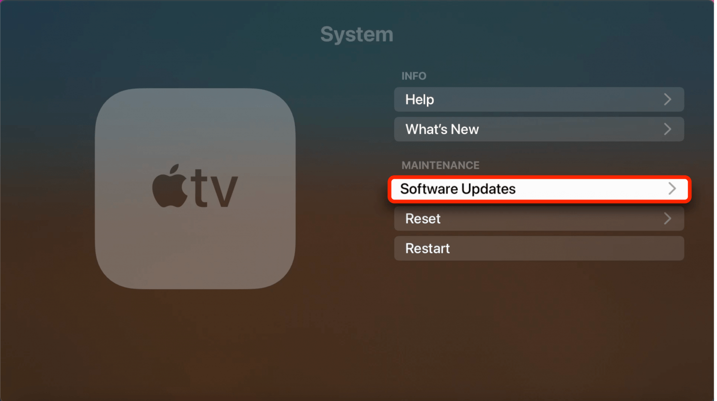 Wählen Sie Software-Updates aus.