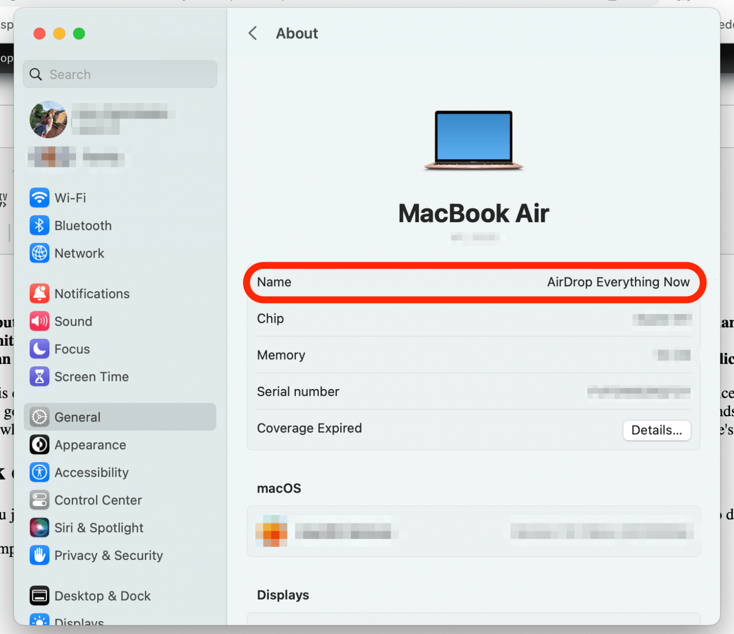 Klicken Sie darauf, wenn Sie fertig sind, ändern Sie den MacBook-Namen