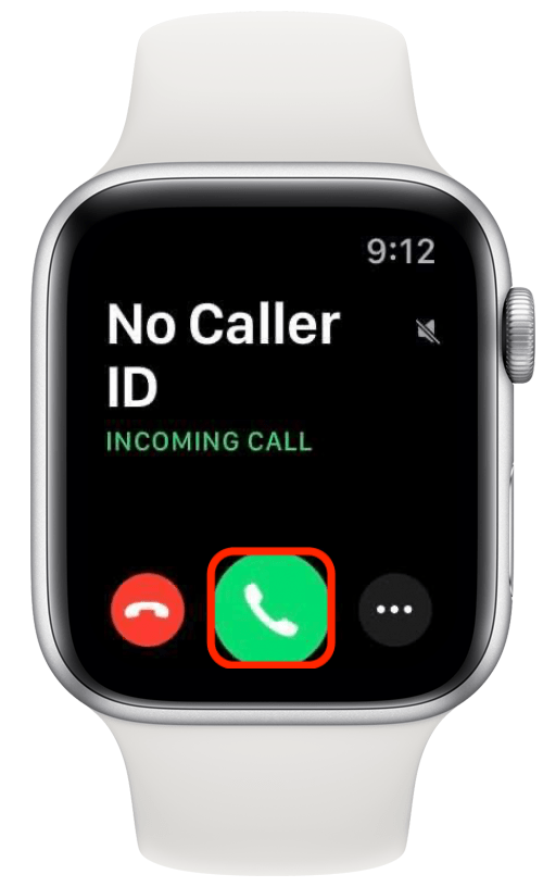 Tippen Sie auf die grüne Telefontaste, um auf Ihrer Apple Watch zu antworten