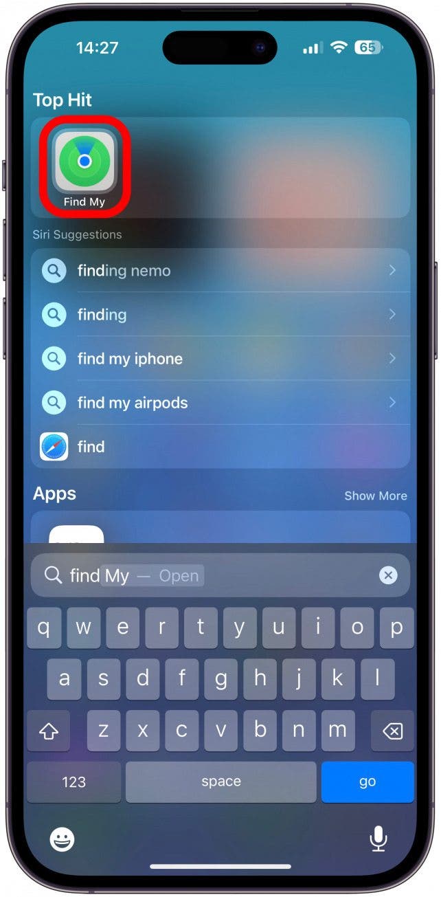 Um die Akkulaufzeit Ihres AirTags zu überprüfen, müssen Sie zuerst FindMy auf Ihrem iPhone öffnen