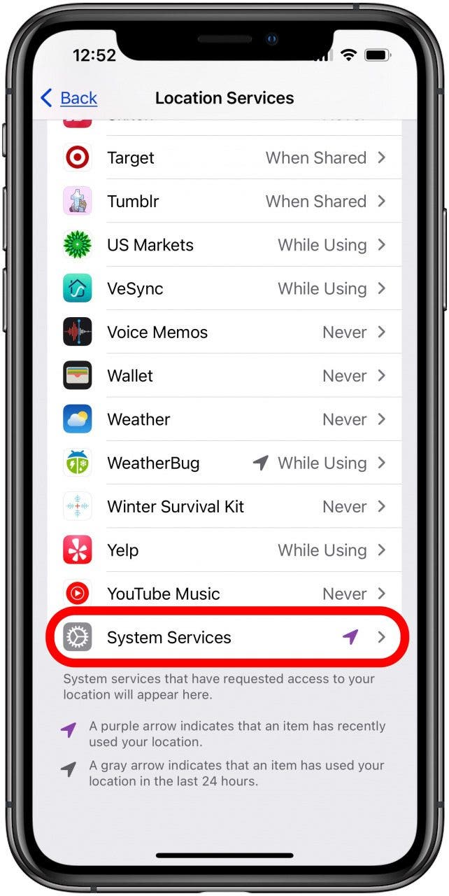 iPhone-Systemdienste