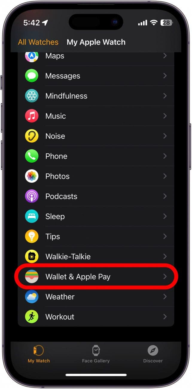 Tippen Sie auf „Wallet & Apple Pay“.