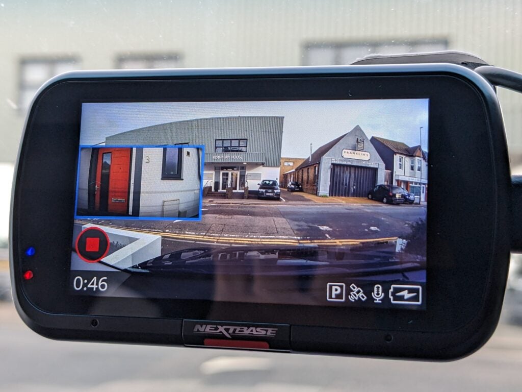 Nextbase-Rückfensterkameraansicht von der Dashcam
