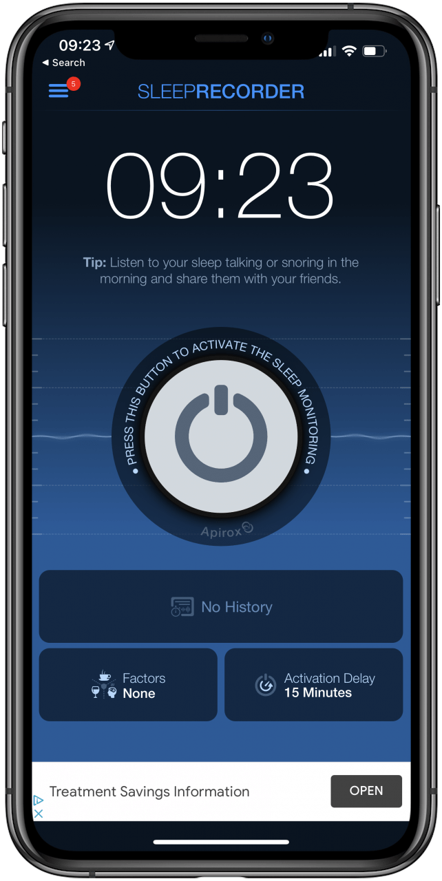 Prime Sleep Recorder-App zur Schlafverfolgung.