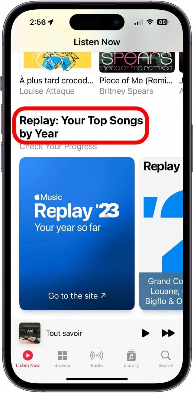Tippen Sie auf eine Option, um Ihre Top-Songs nach Jahr in Apple Music wiederzugeben
