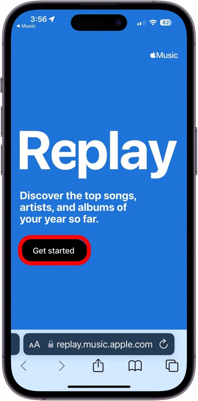 Tippen Sie auf „Erste Schritte“, um die Apple Music-Wiedergabe anzuzeigen