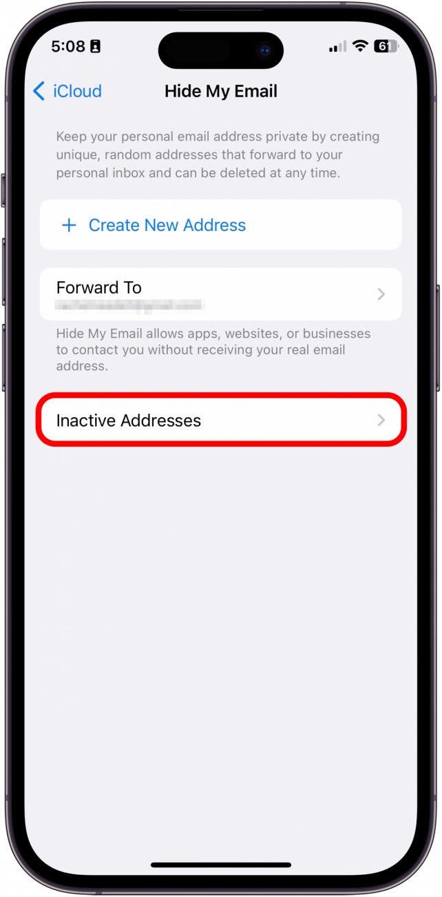 Wenn Sie diese Adresse wieder aktivieren oder ganz löschen möchten, können Sie jetzt auf Inaktive Adressen tippen.