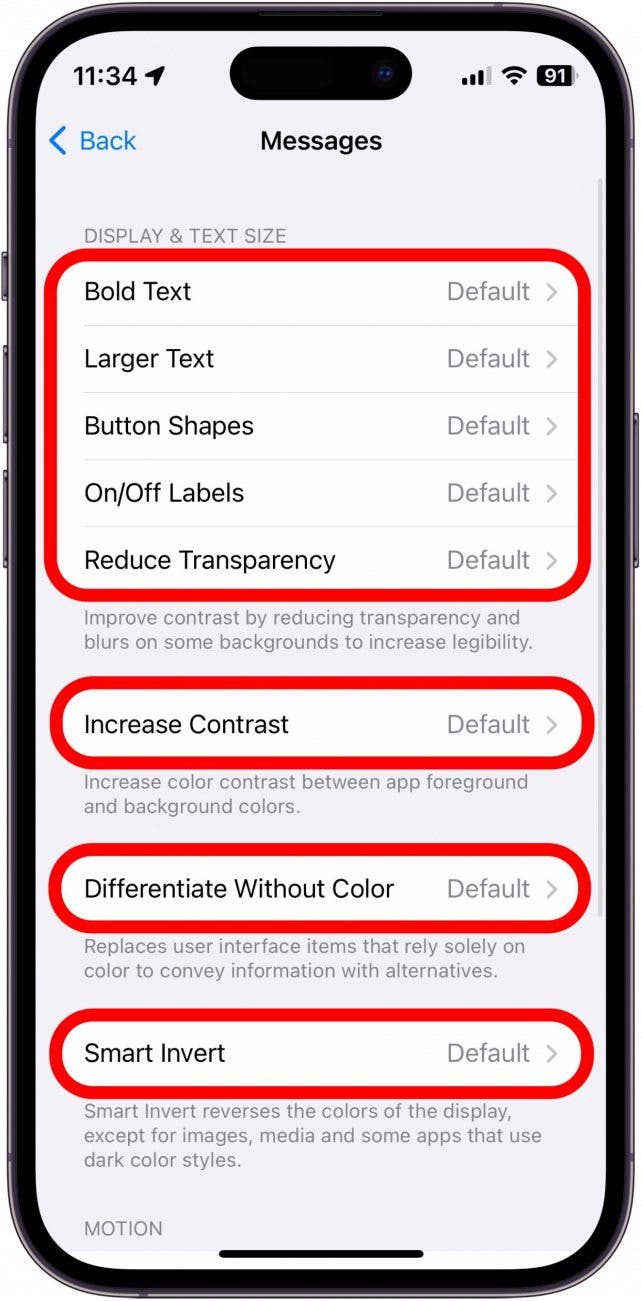 Screenshot der iPhone-App-Einstellungen mit den verfügbaren Eingabehilfen