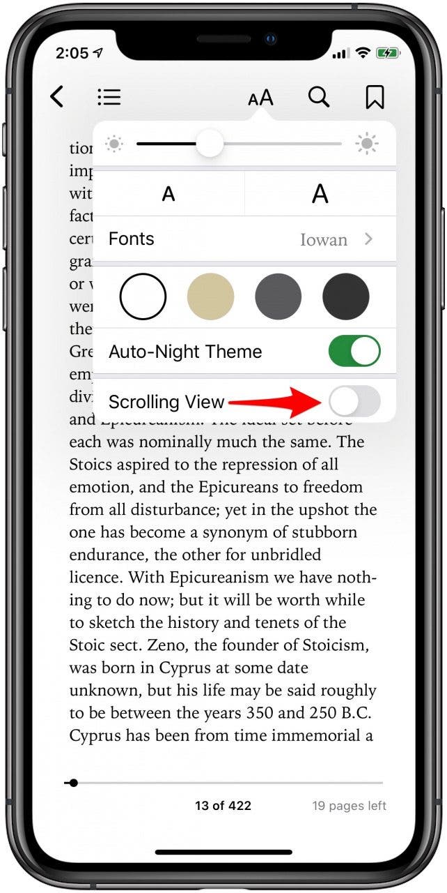 Aktivieren Sie das Scrollen von E-Books auf dem iPhone