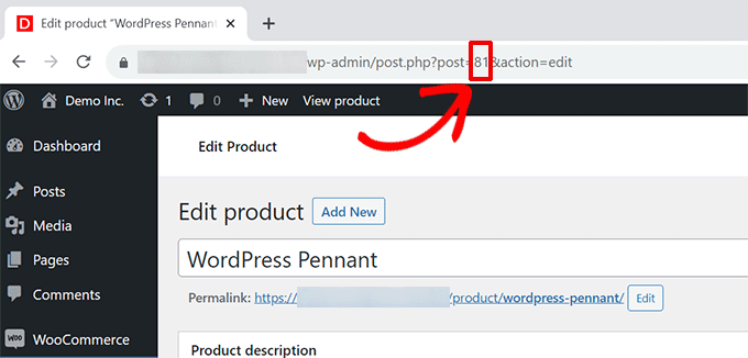 Produkt-ID in der Adressleiste des Browsers