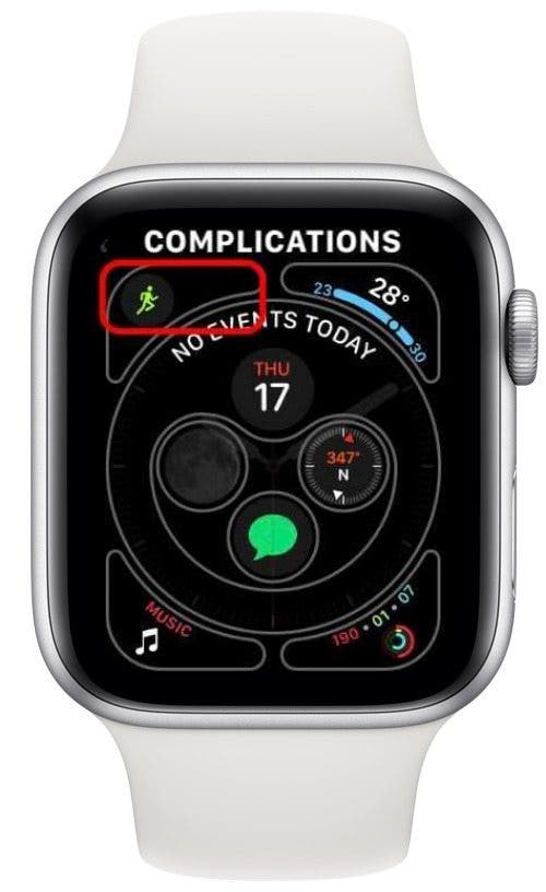 Sie werden sehen, wie Ihre Apple Watch-Komplikationen aussehen werden, nachdem Sie Workout hinzugefügt haben