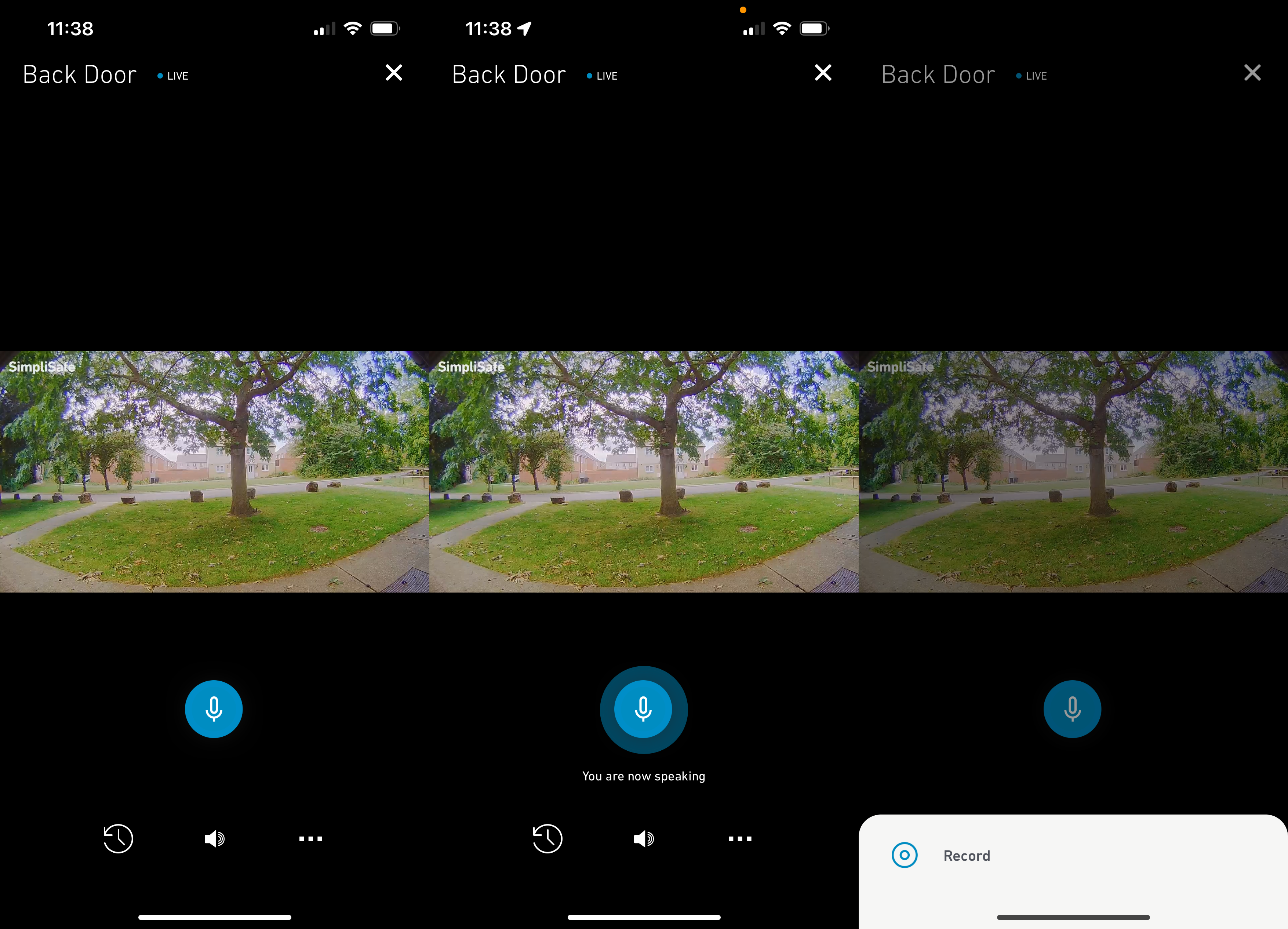 SimpliSafe Video Doorbell Pro Live-Ansicht
