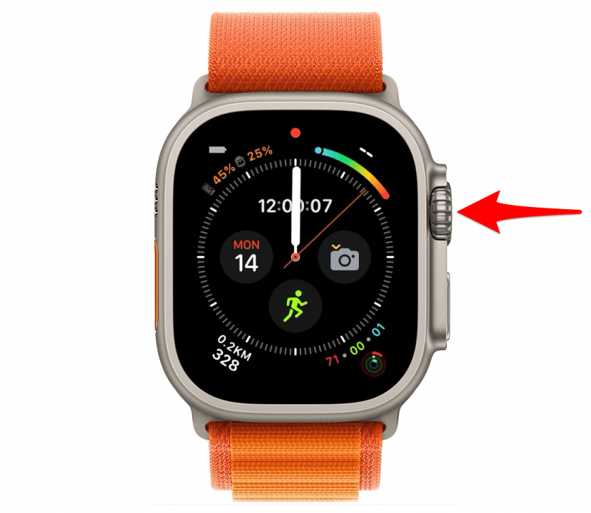 Tippen Sie auf Ihre Apple Watch, um sie zu aktivieren, wenn sie schläft, und drücken Sie dann die Home-Taste.