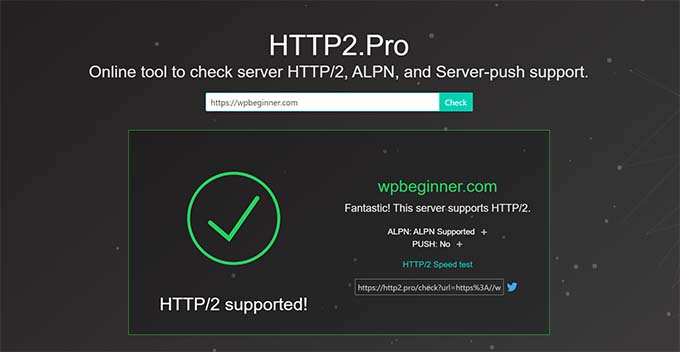 Überprüfung der HTTP/2-Unterstützung