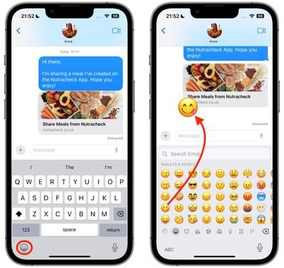 2Verwenden Sie Emojis als Aufklebernachrichten
