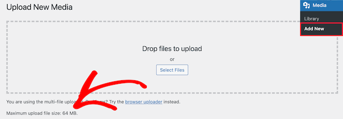 Überprüfen Sie die aktuelle Größenbeschränkung für den Datei-Upload